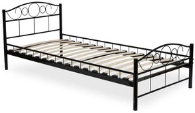 Czarne jednoosobowe metalowe łóżko 90x200 P2-B95