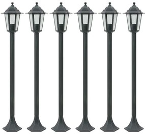Zestaw 6 zielonych lamp stojących ogrodowych T5-W85