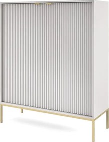 KOMODA SZARA CZARNY / ZŁOTY STELAŻ 104x125x39 cm, stalowy stelaż, NOVC