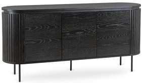 Komoda do Salonu BECK 160 cm Czarna Trzydrzwiowa Ryflowana Nowoczesna
