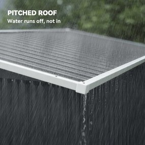 Outsunny Metalowy domek narzędziowy 2,68 m², zamykany domek z 3 drzwiami, wentylacja, dach jednospadowy, rękawice | Aosom PL