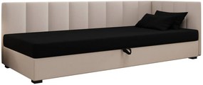 Nowoczesny tapczan z pionowym pikowaniem czarny + ecru W1-F61