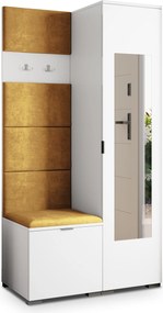 Masseno Garderoba VIRA 95/181/51 cm Nowoczesna Szafa do Przedpokoju Biała, MONOLITH 48 (Żółty)