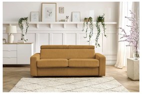 Musztardowa sztruksowa rozkładana sofa 215 cm Monaco – Bobochic Paris