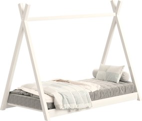 Łóżko dziecięce Tipi drewniany domek - 70x140 / biały