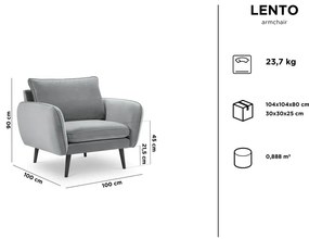 Żółty aksamitny fotel z czarnymi nogami Kooko Home Lento