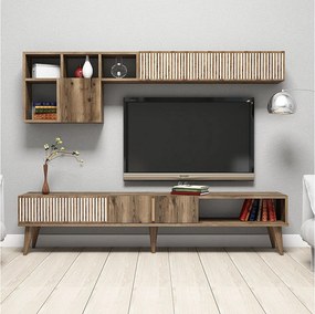 Stojak pod TV – 180 cm szerokości – Orzech – Płyta MDF pokryta melaminą