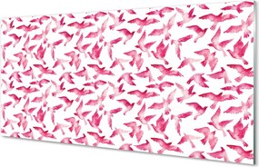 Szkło do Kuchni na Ścianę Egzotyczne Różowe Ptaki