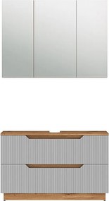 Zestaw mebli łazienkowych dąb/szary w paski 119.2x35x62.5 lotta