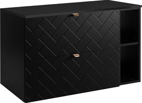 Meble łazienkowe, Czarny Mat, 100 x 57 x 46 cm, złote uchwyty