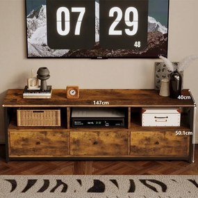 Szafka rtv pod telewizor rustykalny brąz 143 cm