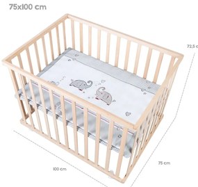 Kojec dla dzieci na kółkach w naturalnym kolorze 100x75 cm Jumbo Twins – Roba
