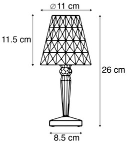 Zewnetrzna Lampa stołowa przezroczysta z akumulatorem LED IP54 - Kryształ klasyczny/Antyczny Oswietlenie zewnetrzne