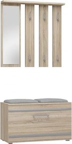 Garderoba Opal | Dąb Sonoma | 85x35x180 | Wieszak + Lustro + Szafka