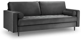 Ciemnoszara aksamitna sofa Milo Casa Santo, 219 cm