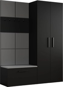 Masseno Garderoba MODULO 160,6/204/40 cm do Przedpokoju Nowoczesna Czarna
