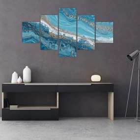 Obraz - Jasnoniebieski marmur ze złotem I. (125x70 cm)
