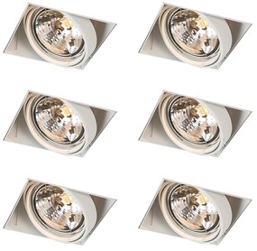 Zestaw 6 reflektorów wpuszczanych białych AR111 obrotowych i uchylnych bezramkowych - Oneon