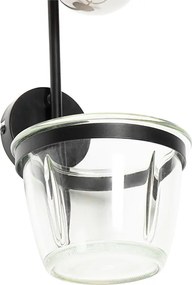 Nowoczesna lampa ścienna czarna ze szkłem - Roslini