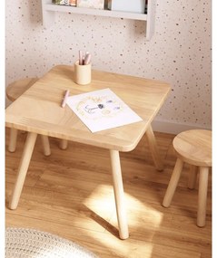 Stolik dla dzieci z litego drewna kauczukowego 55x55 cm Dilcia – Kave Home