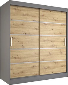 Szafa przesuwna antracyt + dąb artisan 180 cm B1-A38