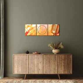 Obraz - Mikrofon retro (z zegarem) (90x30 cm)