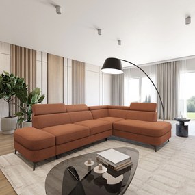 Masseno Narożnik AVISE z funkcją spania i pojemnikiem na pościel Narozniki L, Rozkładana sofa - Miedziany, QUELLE 54