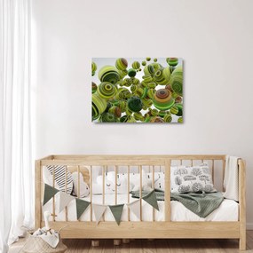 Obraz na szkle pasiastych kulek (70x50 cm)