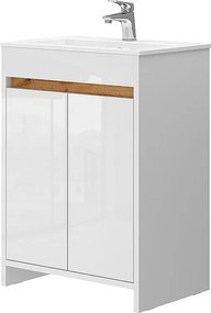 Zestaw mebli łazienkowych biały wysoki połysk 59.6x40x81.9 lemgo