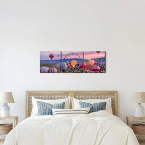Obraz - Balony na ogrzane powietrze (z zegarem) (90x30 cm)