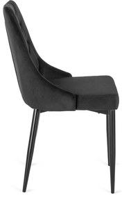 Zestaw Stół Prostokątny Rozkładany CLARK 120-160 cm Czarny Marmur i 4 Krzesła Tapicerowane CORK Czarne Welurowe Loft