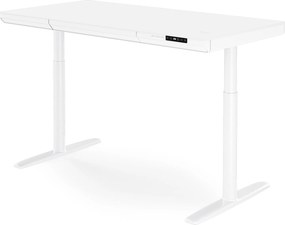 Biurko elektryczne sit-stand z szufladą i ładowarką bezprzewodową Qi białe, 1400 mm: ELLIS