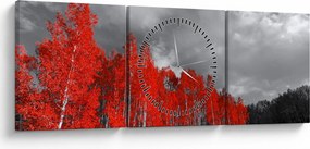 Obraz - Drzewa w kolorze jesieni (z zegarem) (90x30 cm)