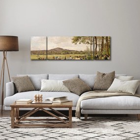 Obraz - French 19th Century, Race Course at Longchamps, reprodukcje (170x50 cm)