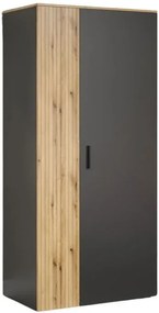 Duża szafa z drążkiem na ubrania grafit + dąb evok Z8-W91