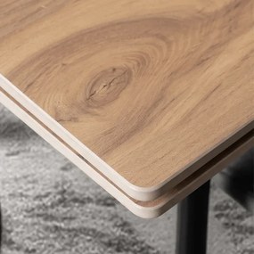 Stół Rozkładany Kwadratowy LARES 90-150 cm Ceramiczny Dąb/Czarny Loft