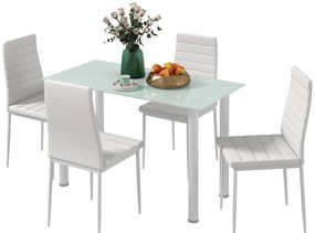 HOMCOM Zestaw stołowy 5 części stół i 4 krzesła nowoczesny biały do jadalni | Aosom PL