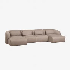 Sofa Modułowy Z Podwójną Leżanką, 4-częściowy, Z Tkaniny Chenilla Coquette Szenila Brąz Pszeniczny - Sklum