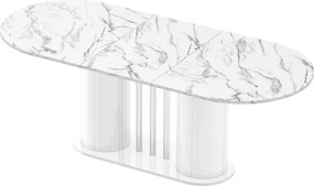 Rozkładany stół z owalnym blatem Cesaro Hubertus marmur połysk