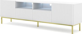 Biała szafka rtv z lamelami 200 cm - Melis 11X