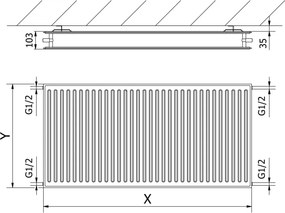 Mexen CH20 Hygiene grzejnik płytowy 600 x 500 mm, podłączenie boczne, 550 W, biały - W420H-060-050-00