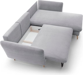 Masseno Narożnik NERA z funkcją spania i pojemnikiem na pościel Narozniki L, Rozkładana sofa - Szary, POSO 55