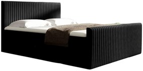 Czarne łóżko kontynentalne z pikowanym zagłówkiem 5 rozmiarów S8-A86