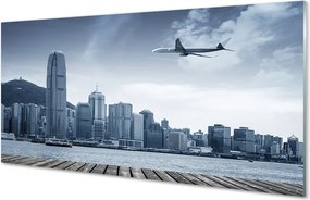 Panel nad Blat Kuchenny Samolot nad Miejskimi Chmurami