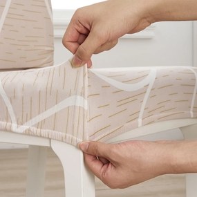4Home Pokrowiec elastyczny na krzesło Abstract beżowy, 45-50 cm, zestaw 2 szt.