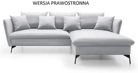 Narożnik z funkcją spania LINDA VELVET szary prawy/lewy PIASKI Meble