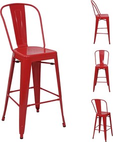Metalowy stołek barowy MCW-A73 (zestaw 4 sztuk),  czerwony