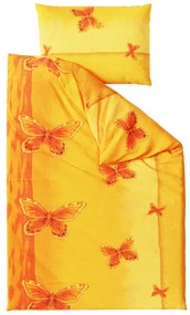 PrzytulneMieszkanie.pl PrzytulneMieszkanie.pl Pościel bawełniana ORANGE BUTTERFLY żółto-pomarańczowa Rozmiar pościeli: 70 x 90 cm | 140 x 200 cm