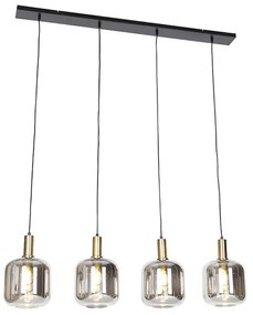 Inteligentna lampa wisząca czarna z przydymionym szkłem 4-światłowa w tym Wifi A60 - ZuzannaDesignerski Oswietlenie wewnetrzne