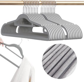 Zestaw wieszaków welurowych MAGIC VELVET 20 szt. szare